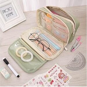 Green Multi-Compartment Pencil Case